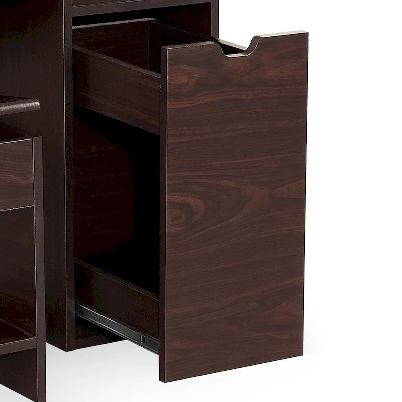 Ensemble de coiffeuse et tabouret de rangement pour 1 personne en noyer foncé, 36 po