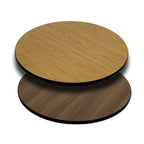 Dessus de table réversible stratifié rond de 36" | Naturel/Noyer et Blanc/Gris | 2-4 places