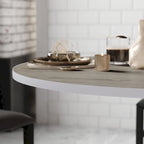 Dessus de table réversible stratifié rond de 36" | Naturel/Noyer et Blanc/Gris | 2-4 places