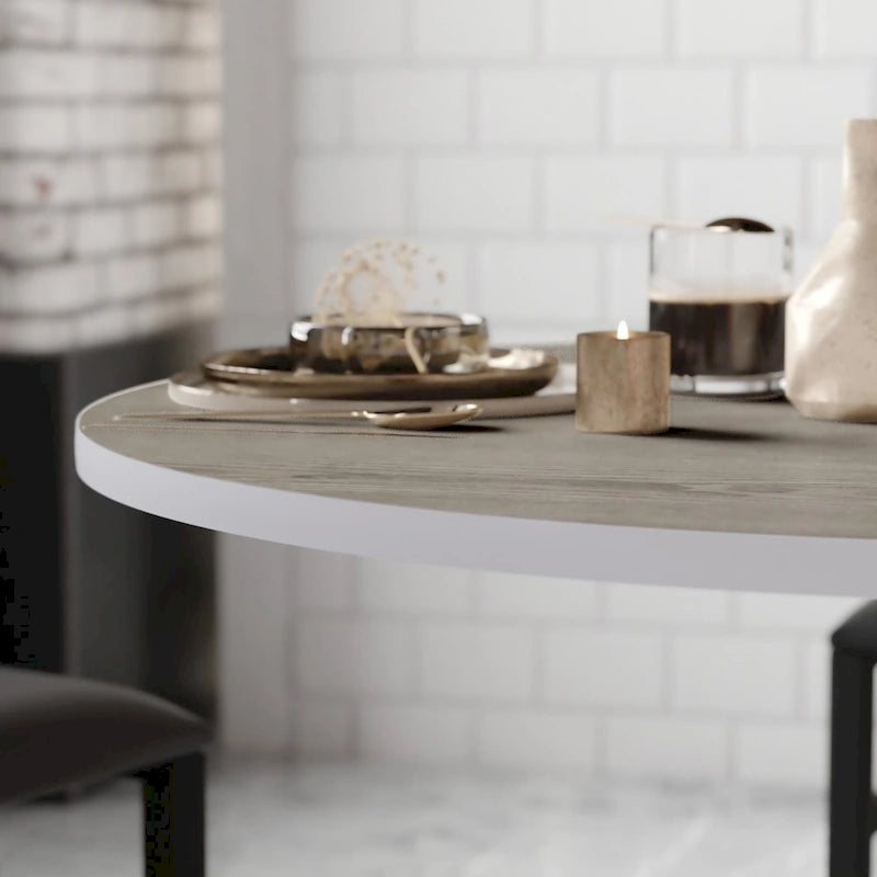 Dessus de table réversible stratifié rond de 36" | Naturel/Noyer et Blanc/Gris | 2-4 places