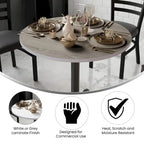 Dessus de table réversible stratifié rond de 36" | Naturel/Noyer et Blanc/Gris | 2-4 places