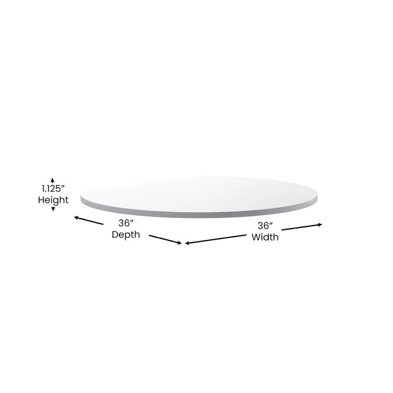 Dessus de table réversible stratifié rond de 36" | Naturel/Noyer et Blanc/Gris | 2-4 places