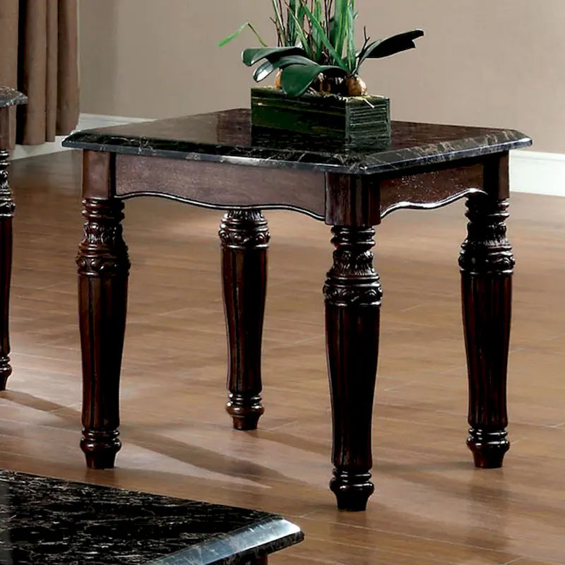 Ensemble de 3 tables basses et bouts de canapé Espresso en faux marbre