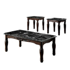 Ensemble de 3 tables basses et bouts de canapé Espresso en faux marbre