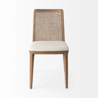 Chaise de salle à manger sans accoudoirs, assise crème, bois clair et espresso, 1 place