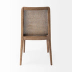 Chaise de salle à manger sans accoudoirs, assise crème, bois clair et espresso, 1 place