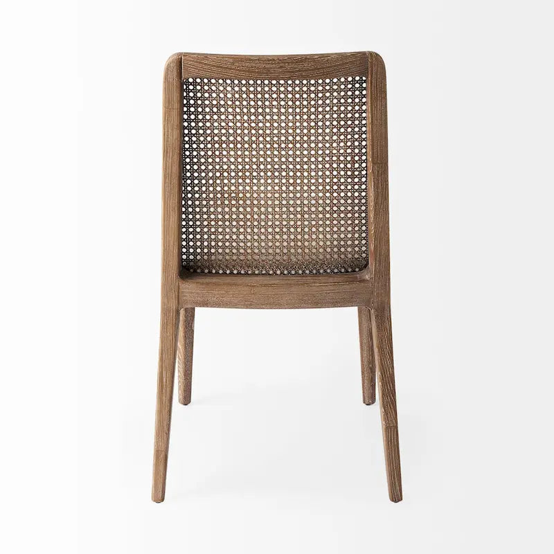 Chaise de salle à manger sans accoudoirs, assise crème, bois clair et espresso, 1 place