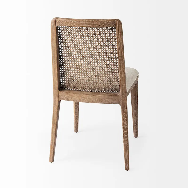 Chaise de salle à manger sans accoudoirs, assise crème, bois clair et espresso, 1 place