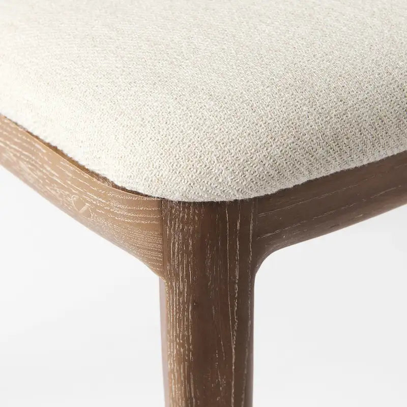 Chaise de salle à manger sans accoudoirs, assise crème, bois clair et espresso, 1 place