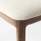 Chaise de salle à manger sans accoudoirs, assise crème, bois clair et espresso, 1 place