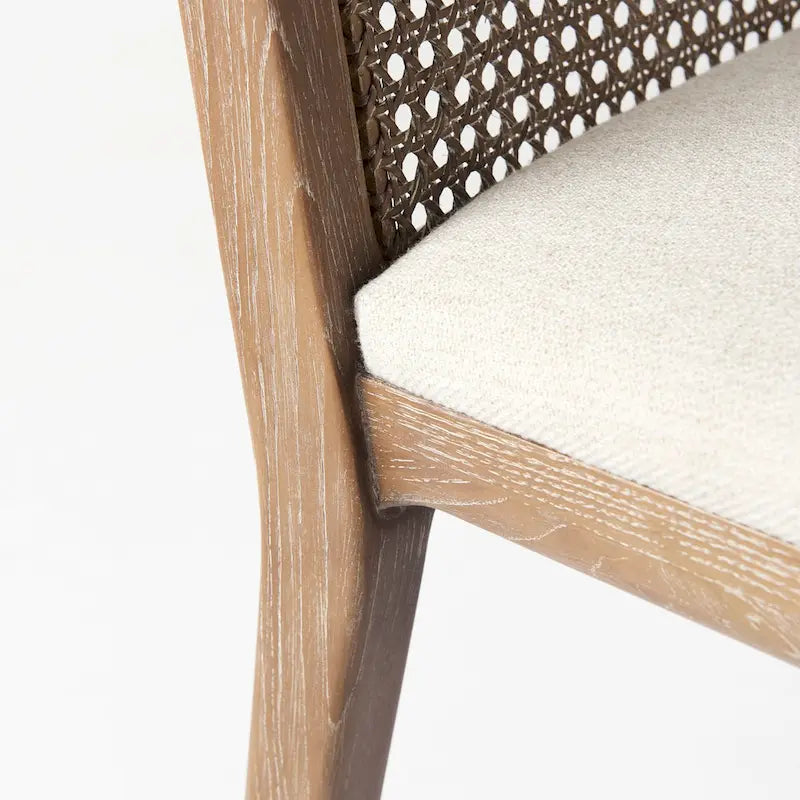 Chaise de salle à manger sans accoudoirs, assise crème, bois clair et espresso, 1 place