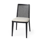 Chaise de salle à manger sans accoudoirs, assise crème, bois clair et espresso, 1 place