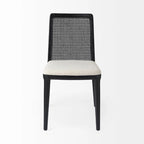 Chaise de salle à manger sans accoudoirs, assise crème, bois clair et espresso, 1 place