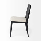 Chaise de salle à manger sans accoudoirs, assise crème, bois clair et espresso, 1 place