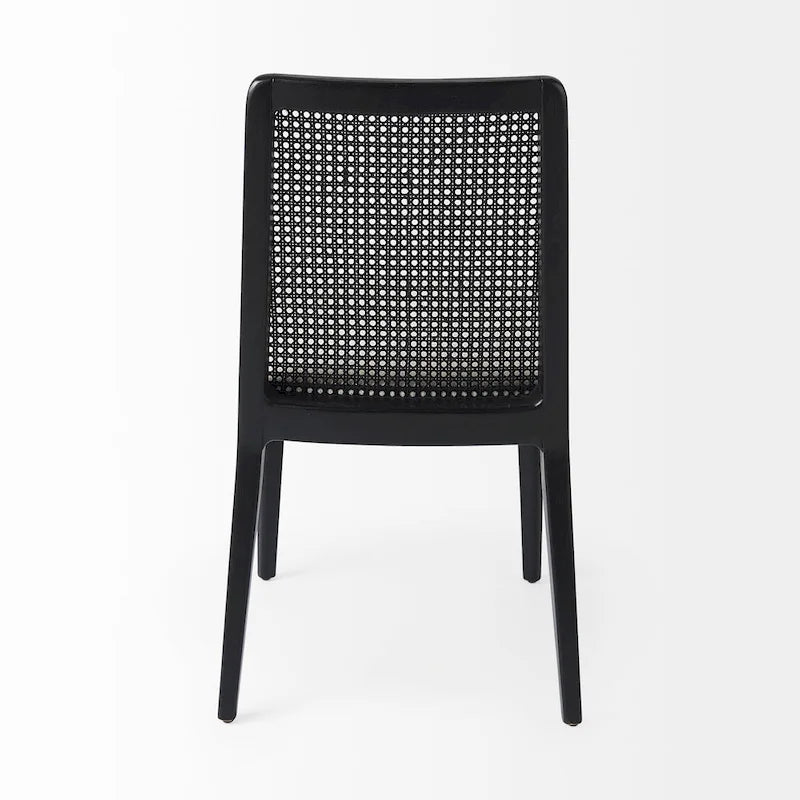 Chaise de salle à manger sans accoudoirs, assise crème, bois clair et espresso, 1 place
