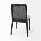 Chaise de salle à manger sans accoudoirs, assise crème, bois clair et espresso, 1 place