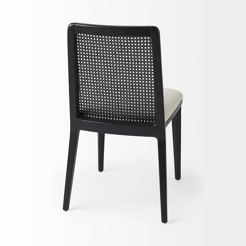 Chaise de salle à manger sans accoudoirs, assise crème, bois clair et espresso, 1 place