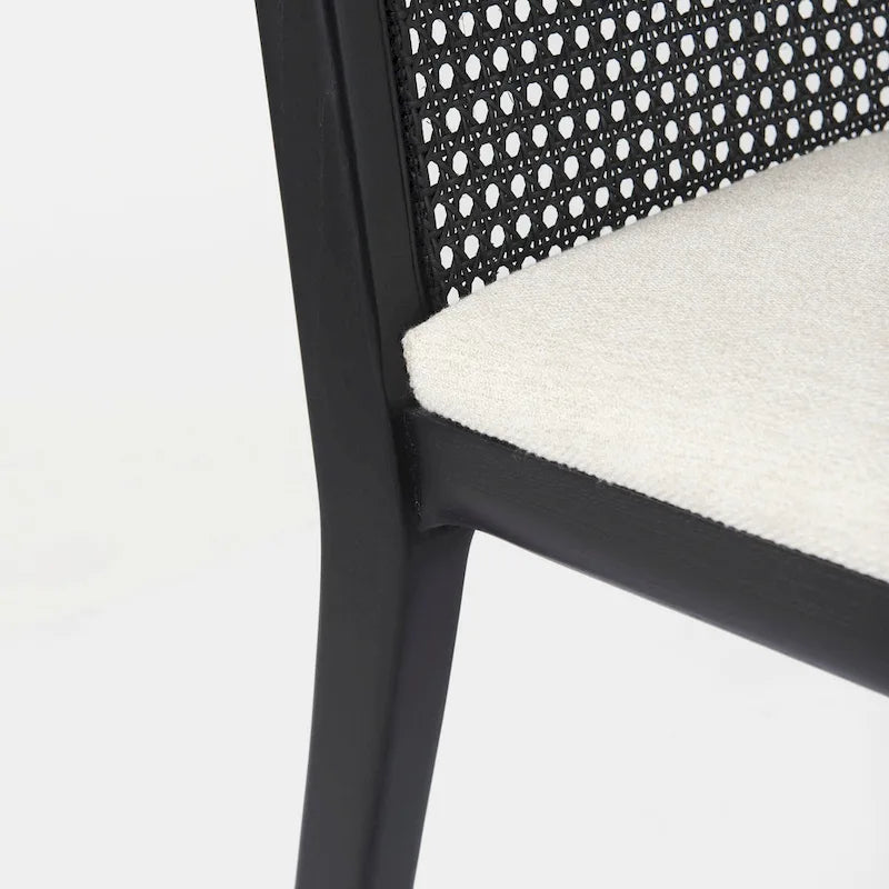 Chaise de salle à manger sans accoudoirs, assise crème, bois clair et espresso, 1 place