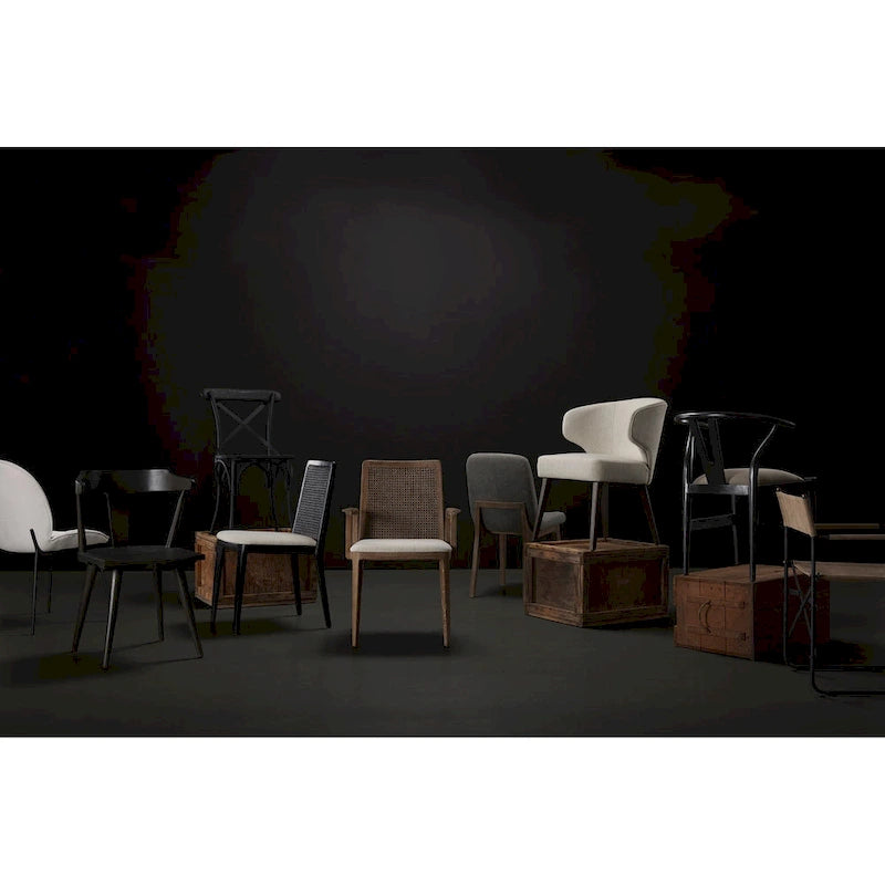 Chaise de salle à manger sans accoudoirs, assise crème, bois clair et espresso, 1 place