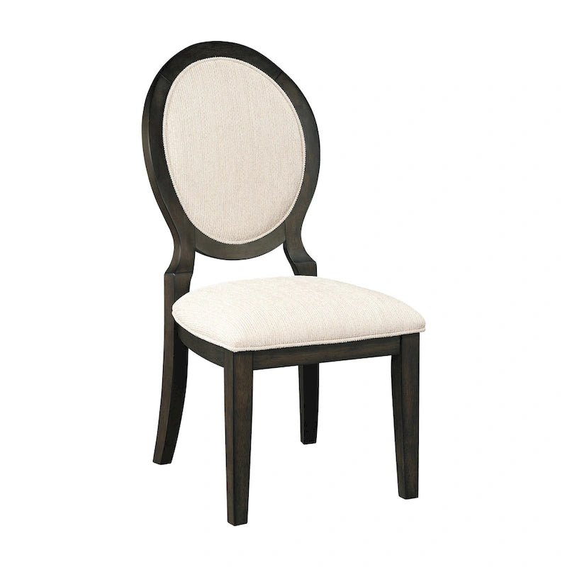 Chaises de salle à manger capitonnées en cacao foncé et crème, lot de 8, hauteur standard