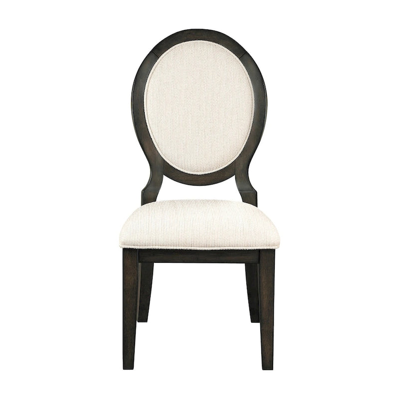 Chaises de salle à manger capitonnées en cacao foncé et crème, lot de 8, hauteur standard