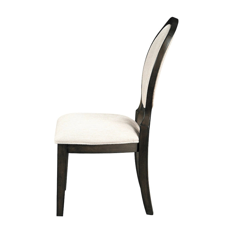 Chaises de salle à manger capitonnées en cacao foncé et crème, lot de 8, hauteur standard