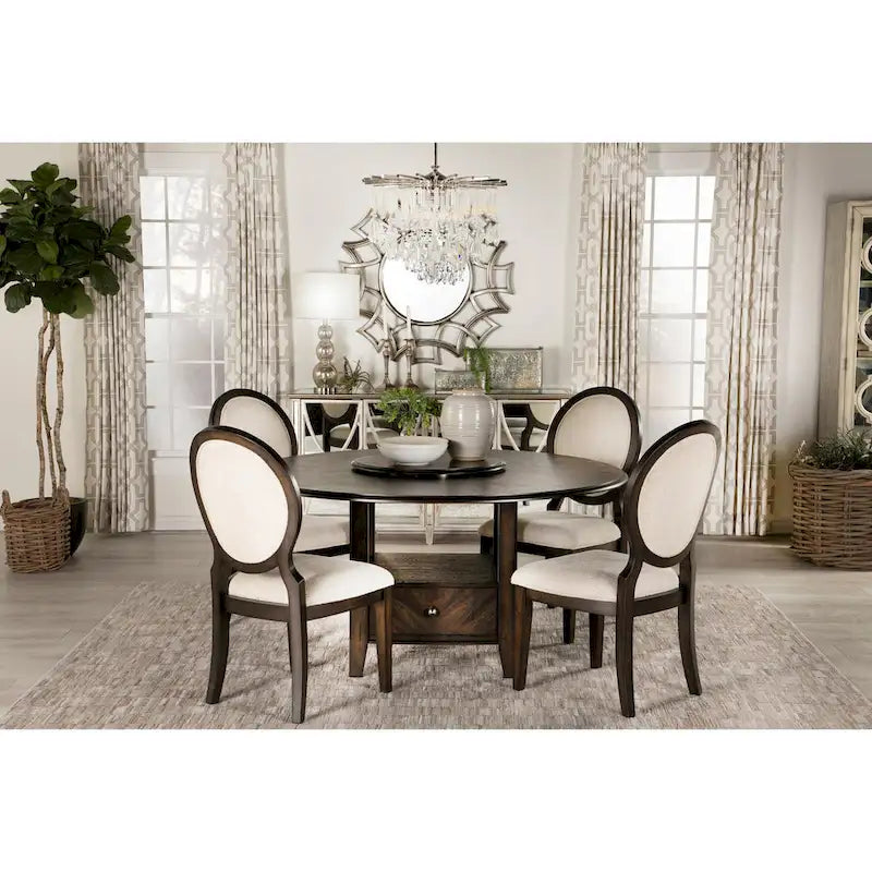 Chaises de salle à manger capitonnées en cacao foncé et crème, lot de 8, hauteur standard