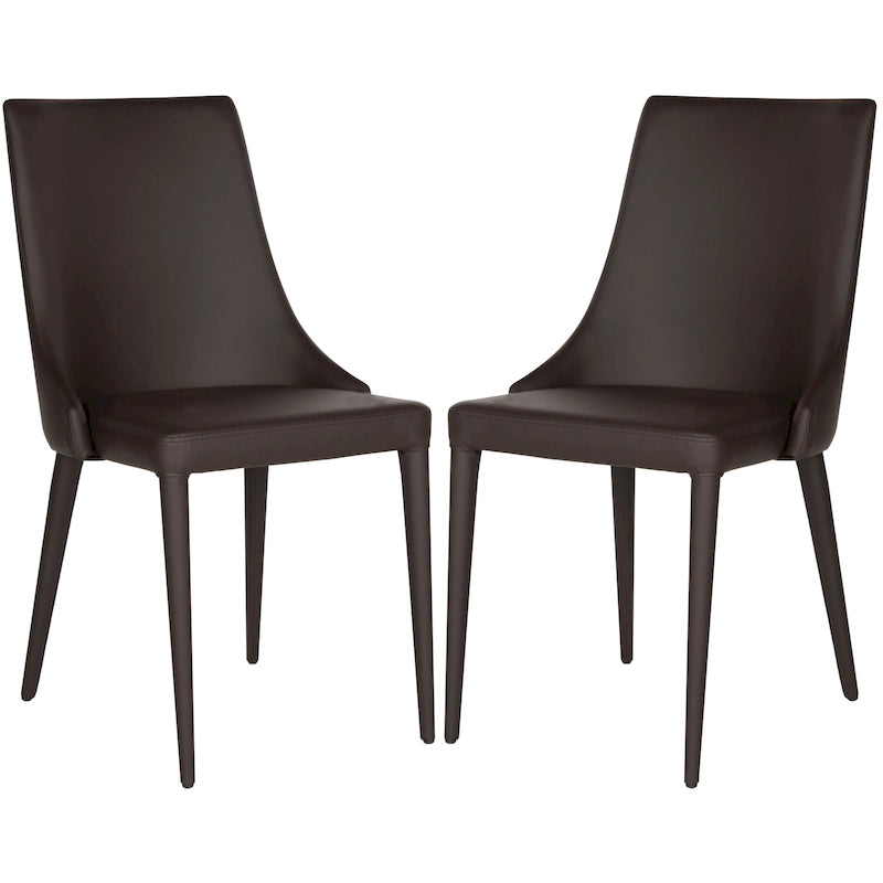 Chaise de salle à manger en cuir PU, lot de 2 – Marron / Noir / Taupe / Blanc / Gris