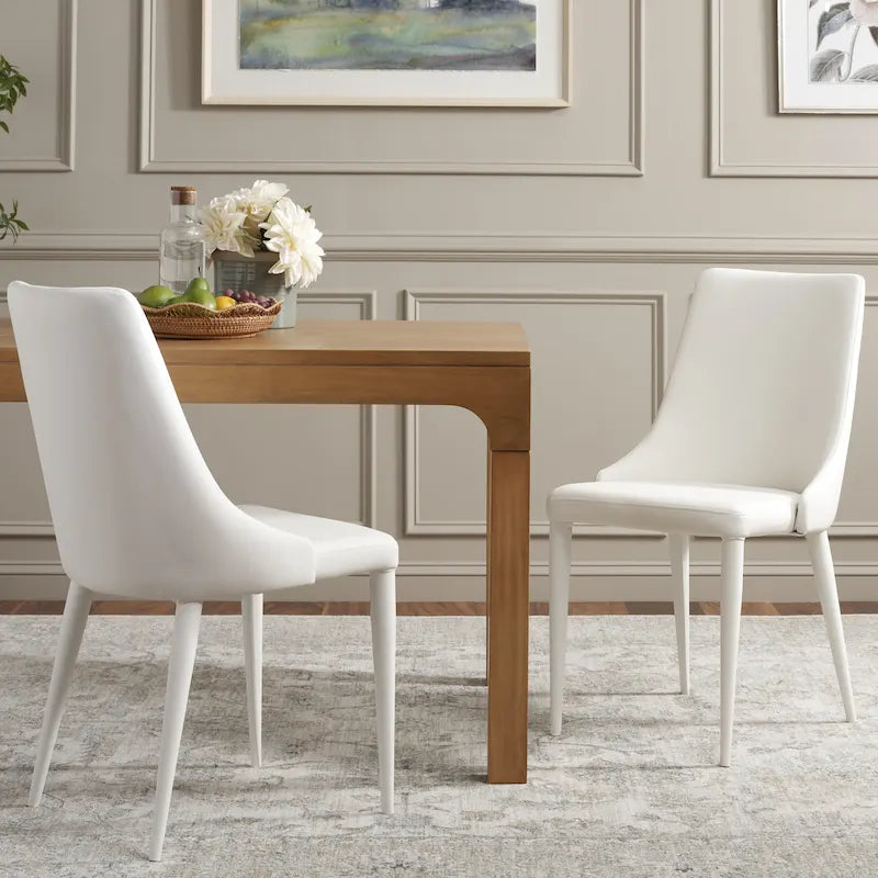 Chaise de salle à manger en cuir PU, lot de 2 – Marron / Noir / Taupe / Blanc / Gris