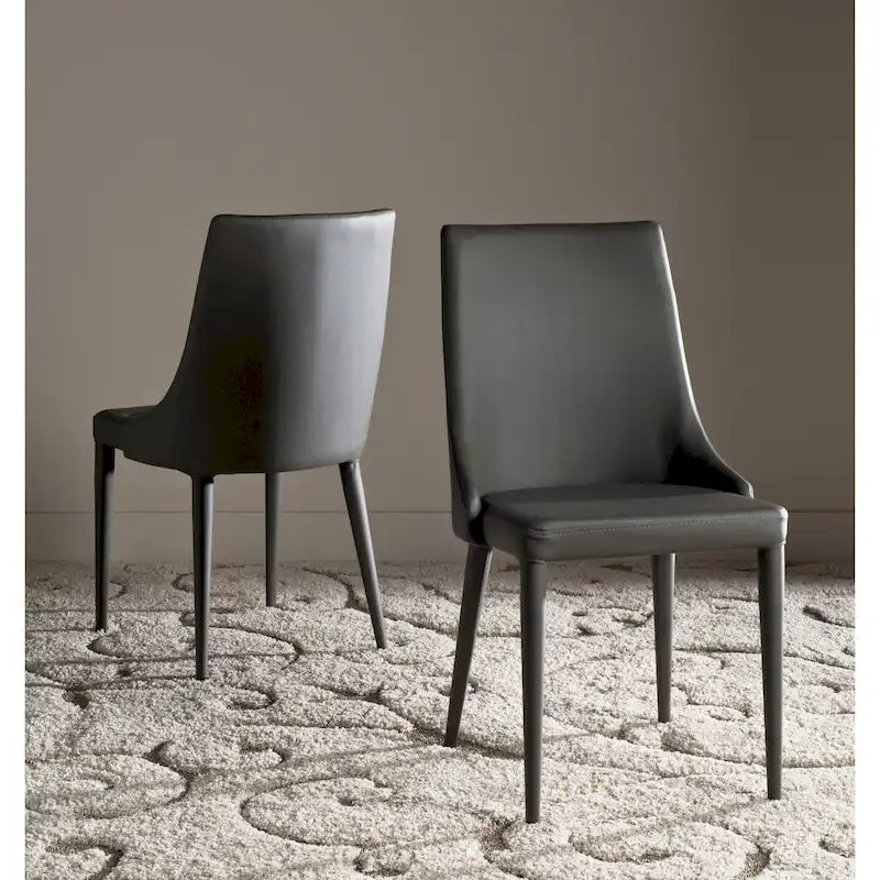 Chaise de salle à manger en cuir PU, lot de 2 – Marron / Noir / Taupe / Blanc / Gris