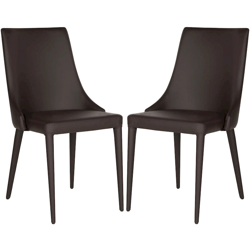 Chaise de salle à manger en cuir PU, lot de 2 – Marron / Noir / Taupe / Blanc / Gris