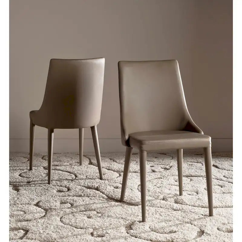 Chaise de salle à manger en cuir PU, lot de 2 – Marron / Noir / Taupe / Blanc / Gris