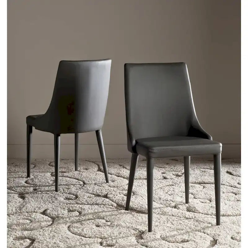Chaise de salle à manger en cuir PU, lot de 2 – Marron / Noir / Taupe / Blanc / Gris