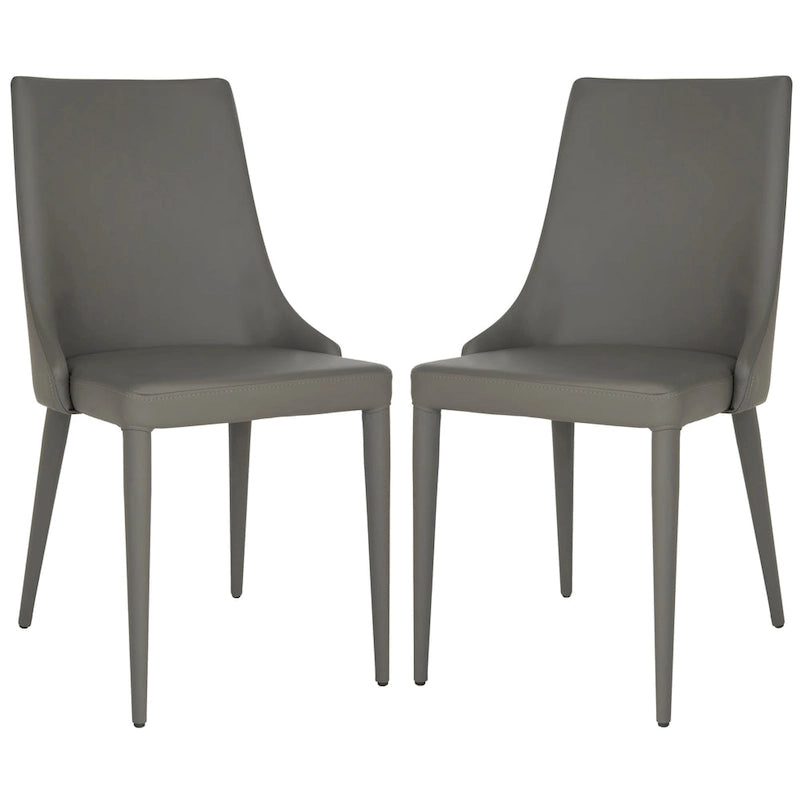 Chaise de salle à manger en cuir PU, lot de 2 – Marron / Noir / Taupe / Blanc / Gris