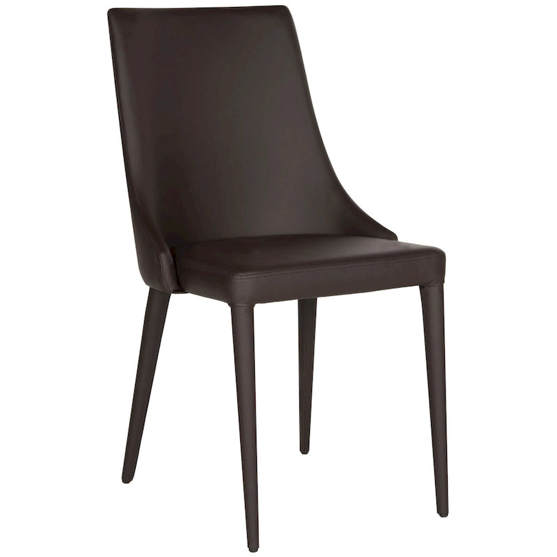 Chaise de salle à manger en cuir PU, lot de 2 – Marron / Noir / Taupe / Blanc / Gris