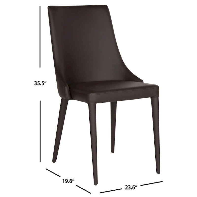 Chaise de salle à manger en cuir PU, lot de 2 – Marron / Noir / Taupe / Blanc / Gris