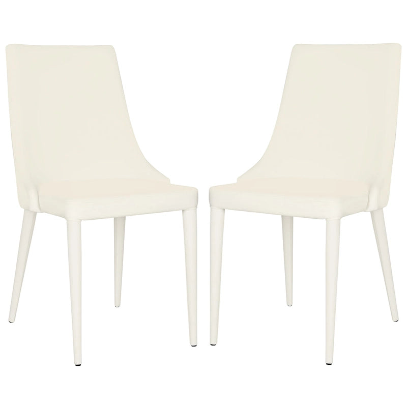 Chaise de salle à manger en cuir PU, lot de 2 – Marron / Noir / Taupe / Blanc / Gris