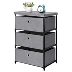 Commode en tissu à 3 tiroirs – Noir / Beige / Gris, Individuel