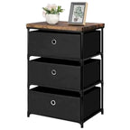 Commode en tissu à 3 tiroirs – Noir / Beige / Gris, Individuel