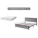 Cadre de lit plateforme King gris avec rangement et station de recharge