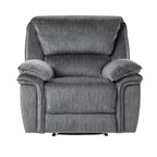 Fauteuil inclinable manuel gris en microfibre, une place, dossier capitonné