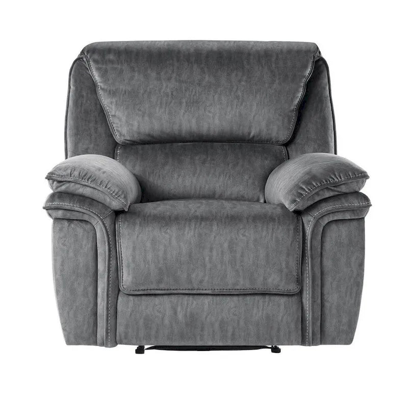 Fauteuil inclinable manuel gris en microfibre, une place, dossier capitonné