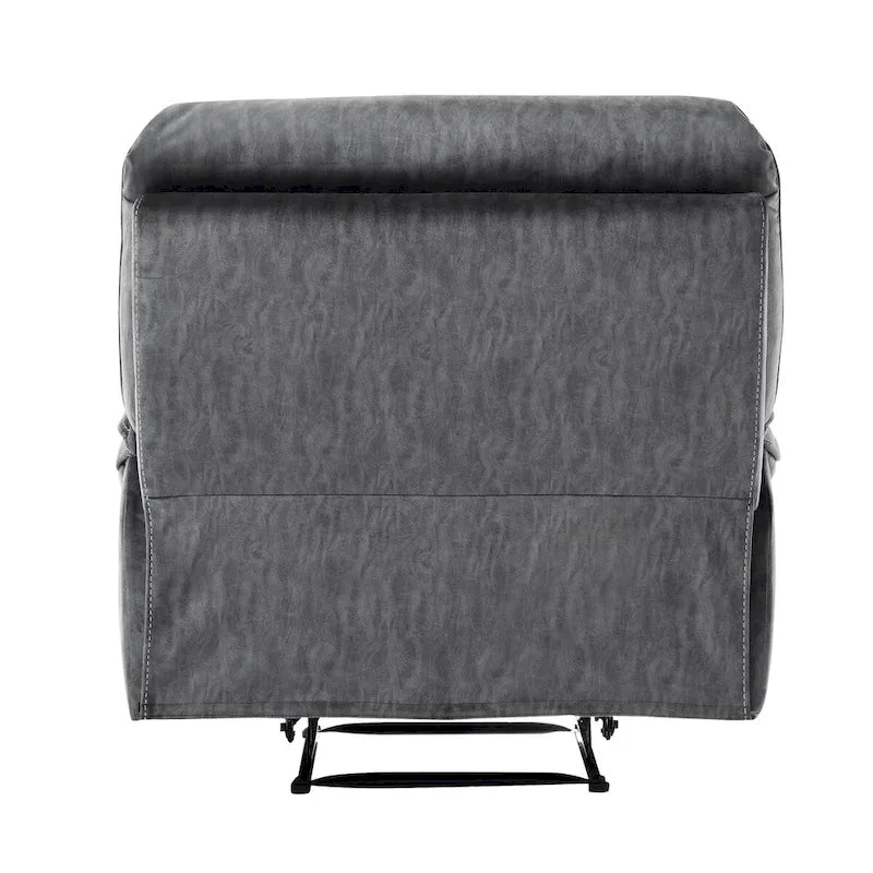 Fauteuil inclinable manuel gris en microfibre, une place, dossier capitonné