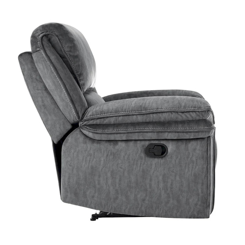 Fauteuil inclinable manuel gris en microfibre, une place, dossier capitonné