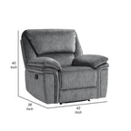 Fauteuil inclinable manuel gris en microfibre, une place, dossier capitonné