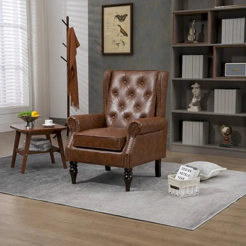 Fauteuil d'appoint individuel en tonneau avec cadre en bois – Noir / Marron / Caramel / Café