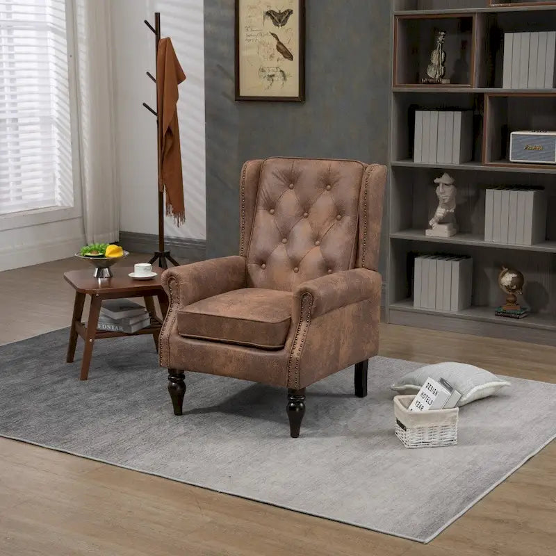 Fauteuil d'appoint individuel en tonneau avec cadre en bois – Noir / Marron / Caramel / Café