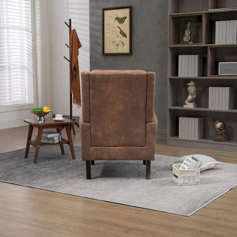 Fauteuil d'appoint individuel en tonneau avec cadre en bois – Noir / Marron / Caramel / Café