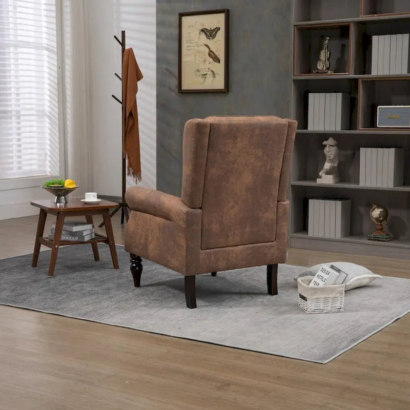 Fauteuil d'appoint individuel en tonneau avec cadre en bois – Noir / Marron / Caramel / Café