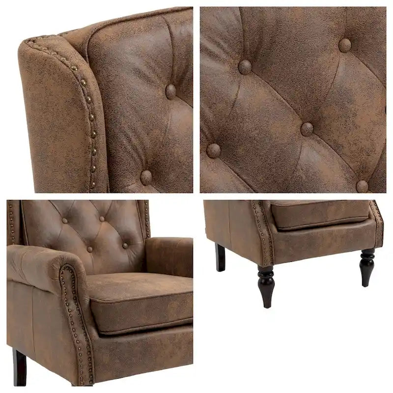 Fauteuil d'appoint individuel en tonneau avec cadre en bois – Noir / Marron / Caramel / Café
